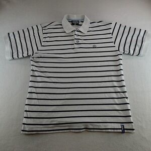 South Pole Polo Shirt Mens XL Black White Striped Casual Rugby Y2K